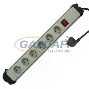 GAO 12436 Kultúr hosszabbitó kapcs. 6-os gyv., 3x1,0, 2m, szürke