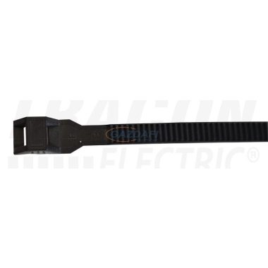 TRACON 132-12 PA12 kábelkötegelő, UV-álló, fekete 132×9mm, D=4-27mm, PA12, 100 db/csomag