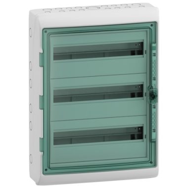 SCHNEIDER 13436 KAEDRA Distributor, transparent door, external, 3x18 module, gray