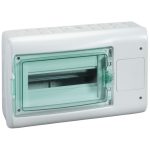 SCHNEIDER 13438 KAEDRA Kiselosztó illesztődobozzal, átlátszó ajtó, falon kívüli, 1x12 modul+1 nyílás, szürke