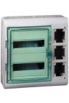 SCHNEIDER 13439 KAEDRA Kiselosztó illesztődobozzal, átlátszó ajtó, falon kívüli, 2x12 modul+3 nyílás, szürke
