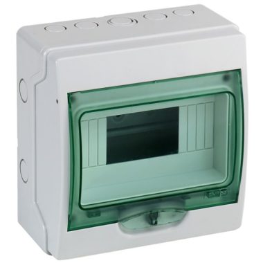 SCHNEIDER 13443 KAEDRA Mini distributor, transparent door, external, 1x8 module, gray