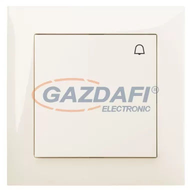 ELEKTRO-PLAST 1414-01 "Sentia" csengőjeles nyomókapcsoló, süllyesztett, krém, IP20, 250V, 10A, kerettel