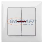   ELEKTRO-PLAST 1424-00 "Sentia" kétpólusú, jelzőfényes kapcsoló, süllyesztett, fehér, IP20, 250V, 10A, kerettel