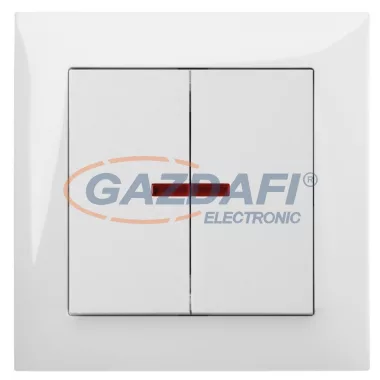 ELEKTRO-PLAST 1424-00 "Sentia" kétpólusú, jelzőfényes kapcsoló, süllyesztett, fehér, IP20, 250V, 10A, kerettel ELEKTRO-PLAST 1424-00 "Sentia" kétpólusú, jelzőfényes kapcsoló, süllyesztett, fehér, IP20, 250V, 10A, kerettel