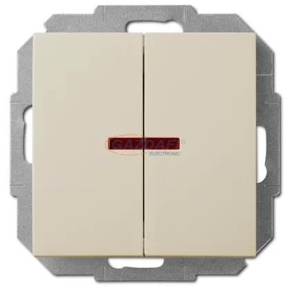   ELEKTRO-PLAST 1424-11 "Sentia" kétpólusú, jelzőfényes kapcsoló, süllyesztett, krém, IP20, 250V, 10A, keret nélkül