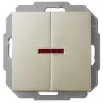   ELEKTRO-PLAST 1424-57 "Sentia" kétpólusú, jelzőfényes kapcsoló, süllyesztett, szatén, IP20, 250V, 10A, keret nélkül