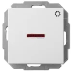  ELEKTRO-PLAST 1426-10 "Sentia" lámpajeles, jelzőfényes nyomókapcsoló, süllyesztett, fehér, IP20, 250V, 10A, keret nélkül