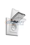 ELEKTRO-PLAST 1436-10 "Sentia" csatlakozó aljzat csapfedéllel, 2P+F, IP44, fehér