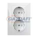   ELEKTRO-PLAST 1438-10 "Sentia" csatlakozó aljzat, 2x2P+F, fehér, keret nélkül