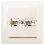   ELEKTRO-PLAST 1449-01 "Sentia" süllyesztett CAT5e/2xRJ45 informatikai csatlakozó aljzat, krém, kerettel