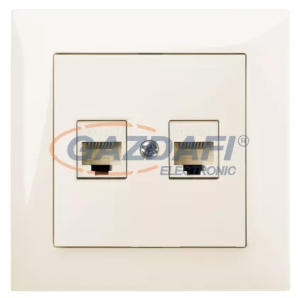 ELEKTRO-PLAST 1449-01 "Sentia" süllyesztett CAT5e/2xRJ45 informatikai csatlakozó aljzat, krém, kerettel ELEKTRO-PLAST 1449-01 "Sentia" süllyesztett CAT5e/2xRJ45 informatikai csatlakozó aljzat, krém, kerettel