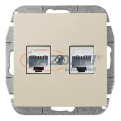   ELEKTRO-PLAST 1449-11 "Sentia" süllyesztett CAT5e/2xRJ45 informatikai csatlakozó aljzat, krém, keret nélkül