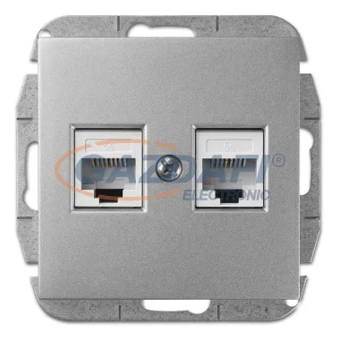 ELEKTRO-PLAST 1449-56 "Sentia" süllyesztett CAT5e/2xRJ45 informatikai csatlakozó aljzat, ezüst, keret nélkül ELEKTRO-PLAST 1449-56 "Sentia" süllyesztett CAT5e/2xRJ45 informatikai csatlakozó aljzat, ezüst, keret nélkül