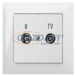   ELEKTRO-PLAST 1455-00 "Sentia" süllyesztett R-TV csatlakozó aljzat, 14dB, „átmenő”, fehér, kerettel