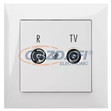 ELEKTRO-PLAST 1456-00 "Sentia" süllyesztett R-TV csatlakozó aljzat, 16dB, „átmenő”, fehér, kerettel ELEKTRO-PLAST 1456-00 "Sentia" süllyesztett R-TV csatlakozó aljzat, 16dB, „átmenő”, fehér, kerettel