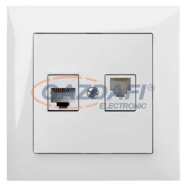ELEKTRO-PLAST 1459-00 "Sentia" RJ45+RJ11 aljzat, fehér, kerettel