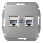   ELEKTRO-PLAST 1459-56 "Sentia" RJ45+RJ11 aljzat, ezüst, keret nélkül