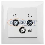   ELEKTRO-PLAST 1460-00 "Sentia" R-TV-2xSAT végzáró, fehér, kerettel