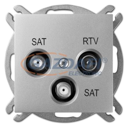   ELEKTRO-PLAST 1460-56 "Sentia" R-TV-2xSAT végzáró, ezüst, keret nélkül