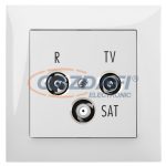   ELEKTRO-PLAST 1461-00 "Sentia" süllyesztett R-TV-SAT átmenő aljzat, 10dB, fehér, kerettel