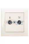 ELEKTRO-PLAST 1462-01 "Sentia" süllyesztett R-TV csatlakozó aljzat, „végponti”, krém, kerettel
