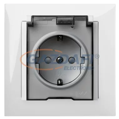 ELEKTRO-PLAST 1469-00 "Sentia" csatlakozó aljzat átlátszó csapfedéllel, 2P+F, IP44, fehér, kerettel ELEKTRO-PLAST 1469-00 "Sentia" csatlakozó aljzat átlátszó csapfedéllel, 2P+F, IP44, fehér, kerettel