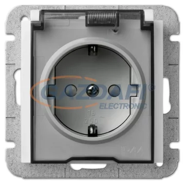 ELEKTRO-PLAST 1469-10 "Sentia" csatlakozó aljzat átlátszó csapfedéllel, 2P+F, IP44, fehér, keret nélkül ELEKTRO-PLAST 1469-10 "Sentia" csatlakozó aljzat átlátszó csapfedéllel, 2P+F, IP44, fehér, keret nélkül