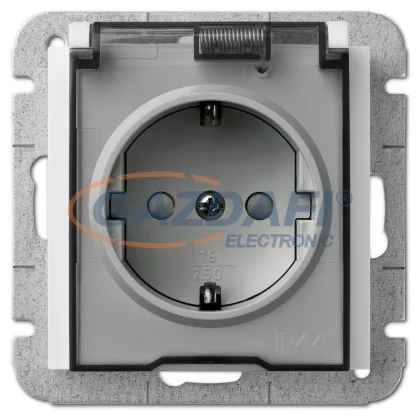 ELEKTRO-PLAST 1469-10 "Sentia" csatlakozó aljzat átlátszó csapfedéllel, 2P+F, IP44, fehér, keret nélkül ELEKTRO-PLAST 1469-10 "Sentia" csatlakozó aljzat átlátszó csapfedéllel, 2P+F, IP44, fehér, keret nélkül