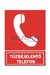 "Tűzbejelentő telefon" Utánvilágító öntapadó felirat, 150x200mm