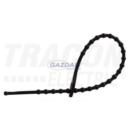   TRACON 150F-GY Gyöngyös nyitható kábelkötegelő, fekete 150×2mm, D=8-35mm, PE, 100 db/csomag