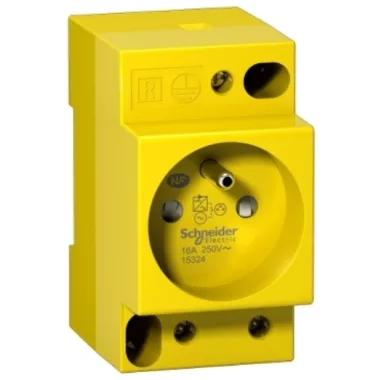 SCHNEIDER 15324 Acti9 iPC 2P + E double pin socket, 16A, yellow SCHNEIDER 15324 Acti9 iPC 2P + E double pin socket, 16A, yellow