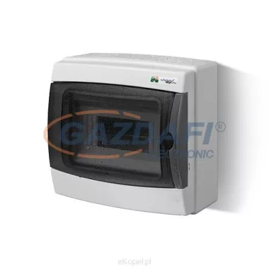 Cutie de distribuție ELEKTRO-PLAST 1602-01 "Galant", rezistent la radiații UV, IP65, 8 module Cutie de distribuție ELEKTRO-PLAST 1602-01 "Galant", rezistent la radiații UV, IP65, 8 module