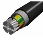   Cablu de sol din aluminiu AYCWY 4x25 / 10mm2 cu ecranat cupru PVC 0,6 / 1kV negru