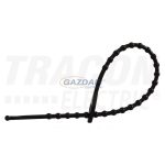   TRACON 180F-GY Gyöngyös nyitható kábelkötegelő, fekete 180×2mm, D=8-45mm, PE, 100 db/csomag