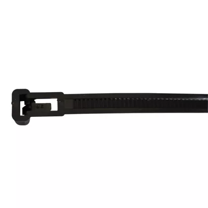 TRACON 181-NY Nyitható kábelkötegelő, fekete 200×7.6mm, D=10-50mm, PA 6.6