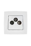 ELMARK "City" süllyesztett TV-R-SAT aljzat, metál fehér