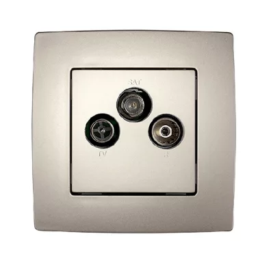 ELMARK "City" süllyesztett TV-R-SAT aljzat, metál pezsgő