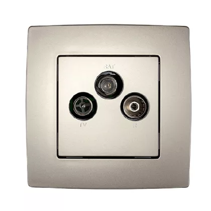   ELMARK "City" süllyesztett TV-R-SAT aljzat, metál pezsg