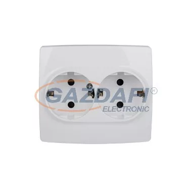 ELMARK "City" süllyesztett kettes dugalj, metál fehér, csavarmentes