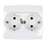   ELMARK "City" süllyesztett kettes dugalj, metál fehér