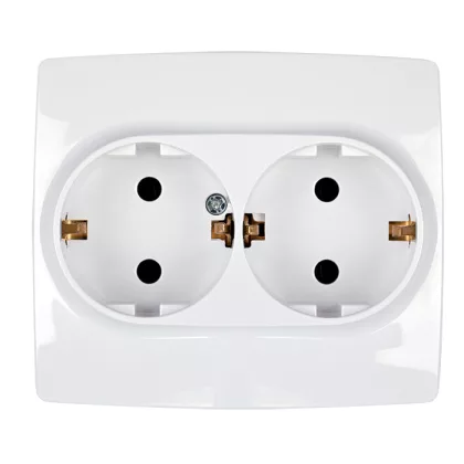   ELMARK "City" süllyesztett kettes dugalj, metál fehér