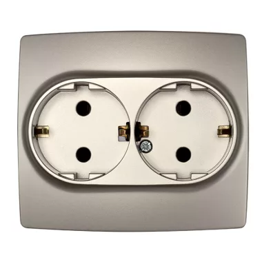 ELMARK "City" süllyesztett kettes dugalj, metál pezsg