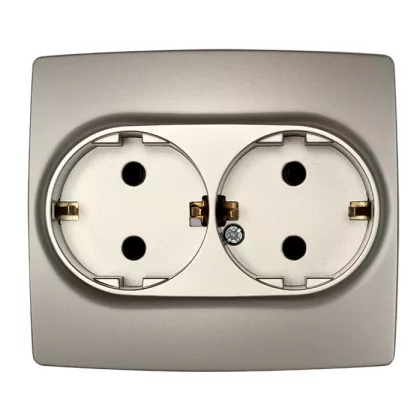   ELMARK "City" süllyesztett kettes dugalj, metál pezsgő