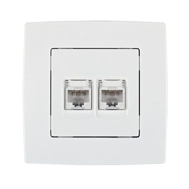 ELMARK "City" süllyesztett dupla informatikai csatlakozóaljzat RJ45, metál fehér