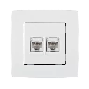 ELMARK "City" süllyesztett dupla informatikai csatlakozóaljzat RJ45, metál fehér