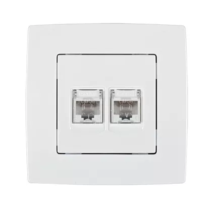   ELMARK "City" süllyesztett dupla informatikai csatlakozóaljzat RJ45, metál fehér