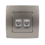   ELMARK "City" süllyesztett telefon és informatikai csatlakozóaljzat RJ11+RJ45, metál fehér