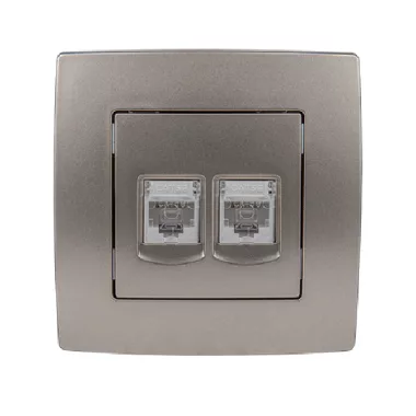 ELMARK "City" süllyesztett telefon és informatikai csatlakozóaljzat RJ11+RJ45, metál fehér