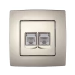   ELMARK "City" süllyesztett telefon és informatikai csatlakozóaljzat RJ11+RJ45, metál pezsgő